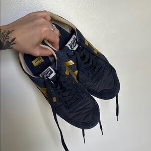 Onitsuka Tiger Navy and Gold Sneakers